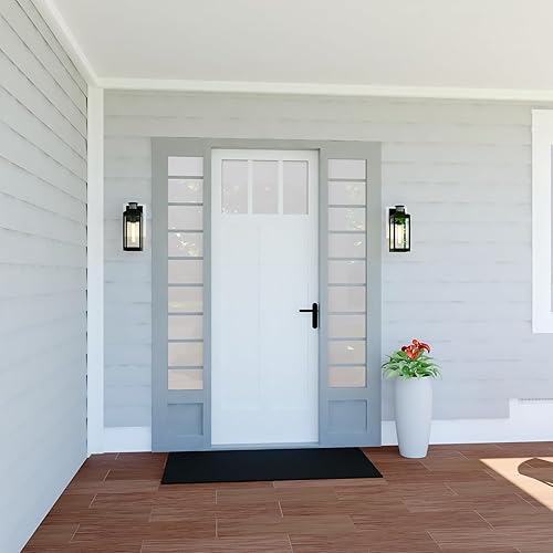 Miniatura 8 de VAXCEL Kinzie - Lámpara de porche para exteriores, 5 pulgadas de ancho x 13.75 pulgadas de alto, linterna negra para exteriores, luz de pared con