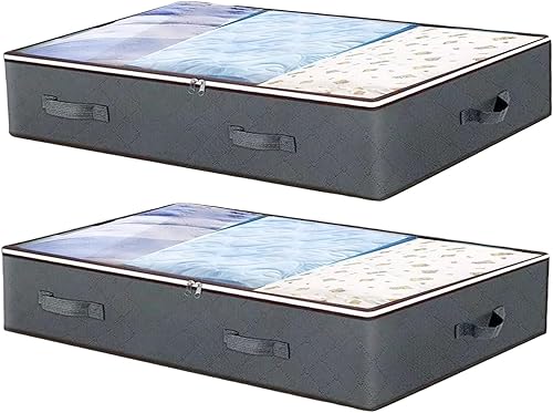 Contenedores de almacenamiento debajo de la cama, organizadores de armario delgados y contenedores de almacenamiento con tapas, bolsas de