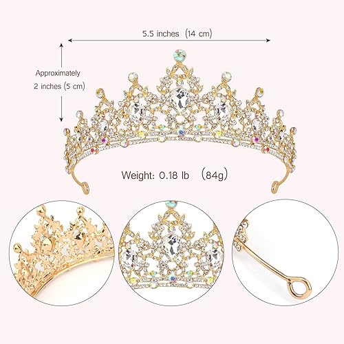 Vista 18 de SuPoo Tiaras para mujer, corona roja, corona de cumpleaños, diadema de cristal, gemas rojas, diamantes de imitación, accesorios para el cabello