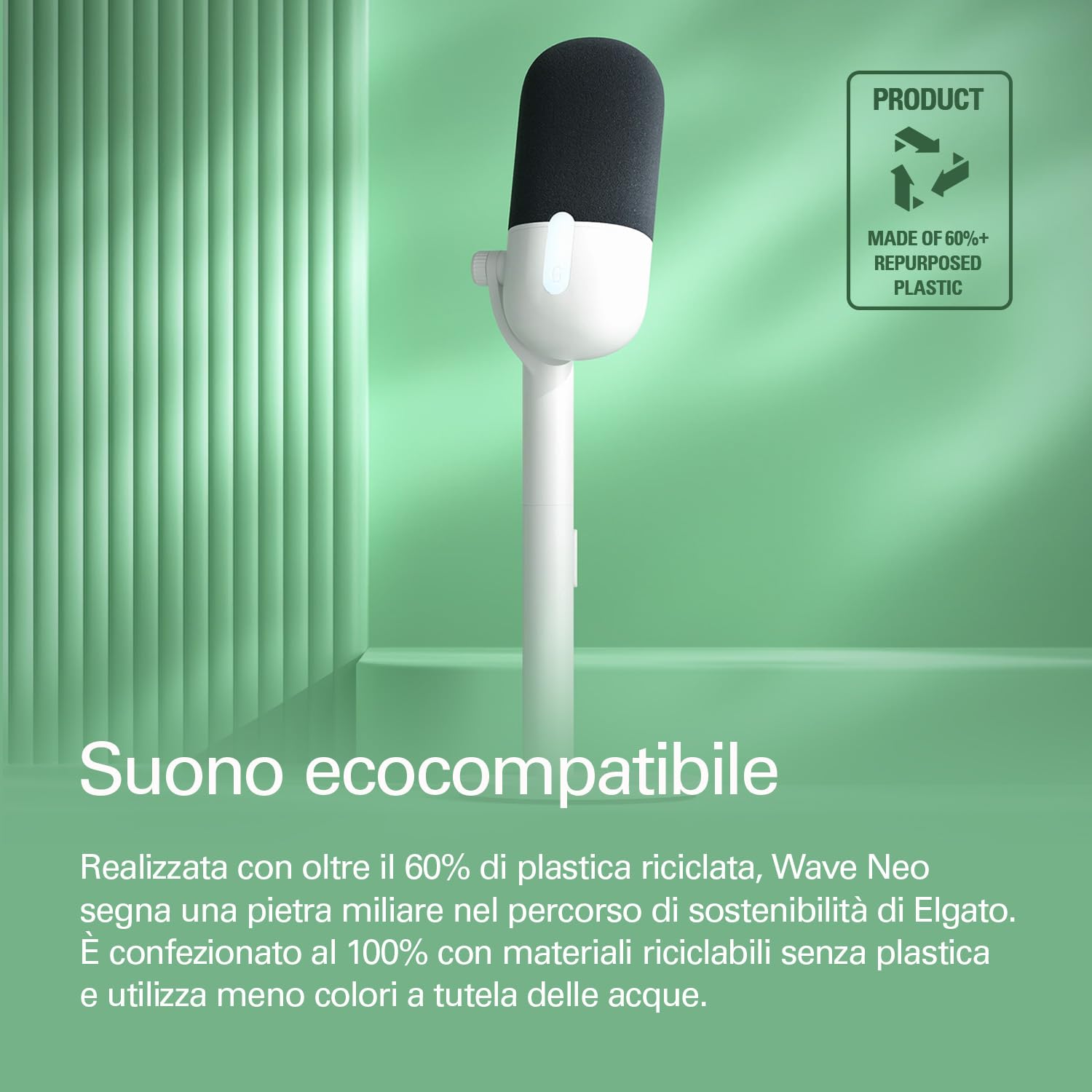 Elgato Wave Neo – Microfono a condensatore USB, funzione Mute, per gaming, streaming, riunioni, registrazioni vocali su Teams/Zoom/OBS/Twitch/YouTube, plug’n'play, per portatili, PC, Mac, iPad, iPhone