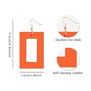 GELVTIC Leather Earrings for Women, Dangle Earrings Drop Lightweight Fashion for Girls, Gifts for Her