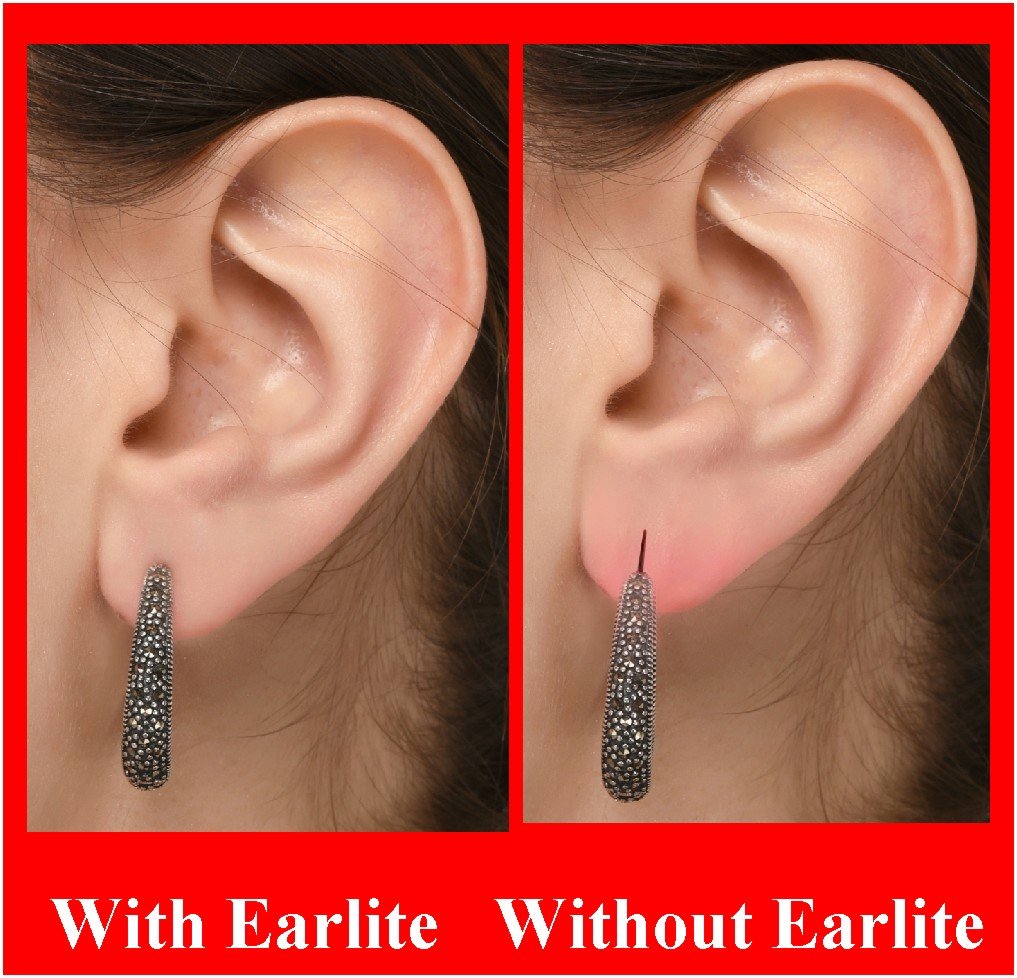 EarLite 120 (60 Ea X 2 Packs) Invisible Earring Ear Support Waterproof Patches in ZipLock Pouch - Made in USA