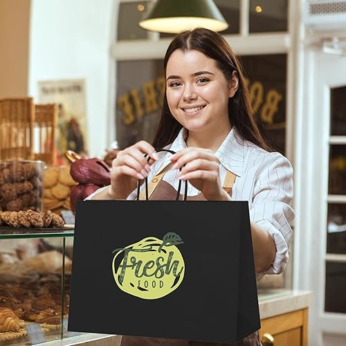 Miniatura 44 de MESHA Bolsas de papel grandes de 10 x 5 x 13 pulgadas, bolsas de papel kraft para compras con asas, paquete de 50 bolsas de regalo grandes, bolsas