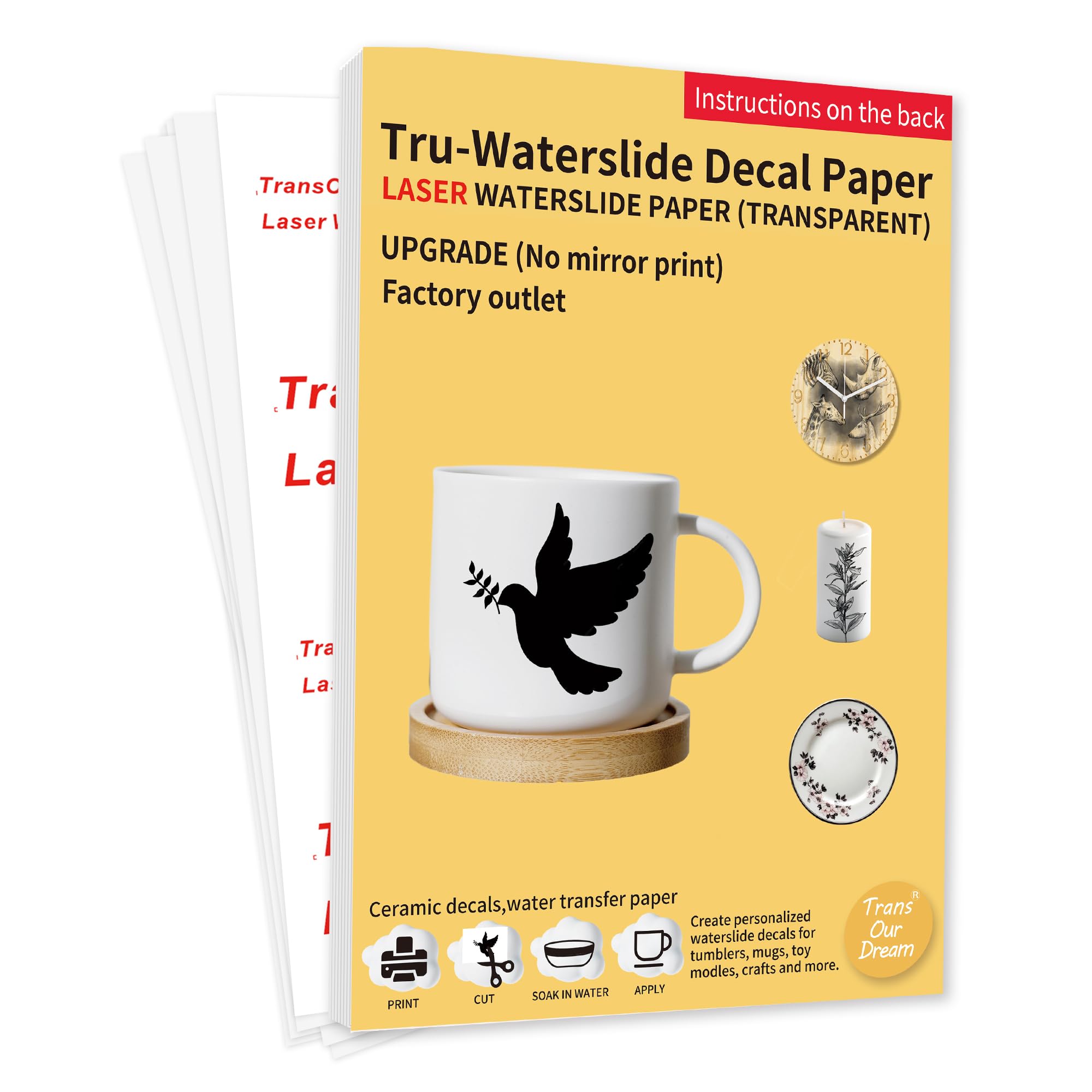 TransOurDream A4 x10 Sheets Laser Waterslide Decal Paper Clear(LW0-10)