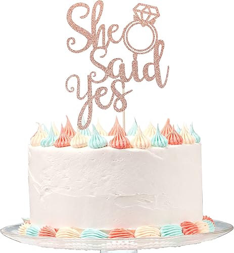 1 pieza de decoración de pastel de compromiso con purpurina ensamblada para celebrar bodas, compromisos, despedidas de soltera, temática de