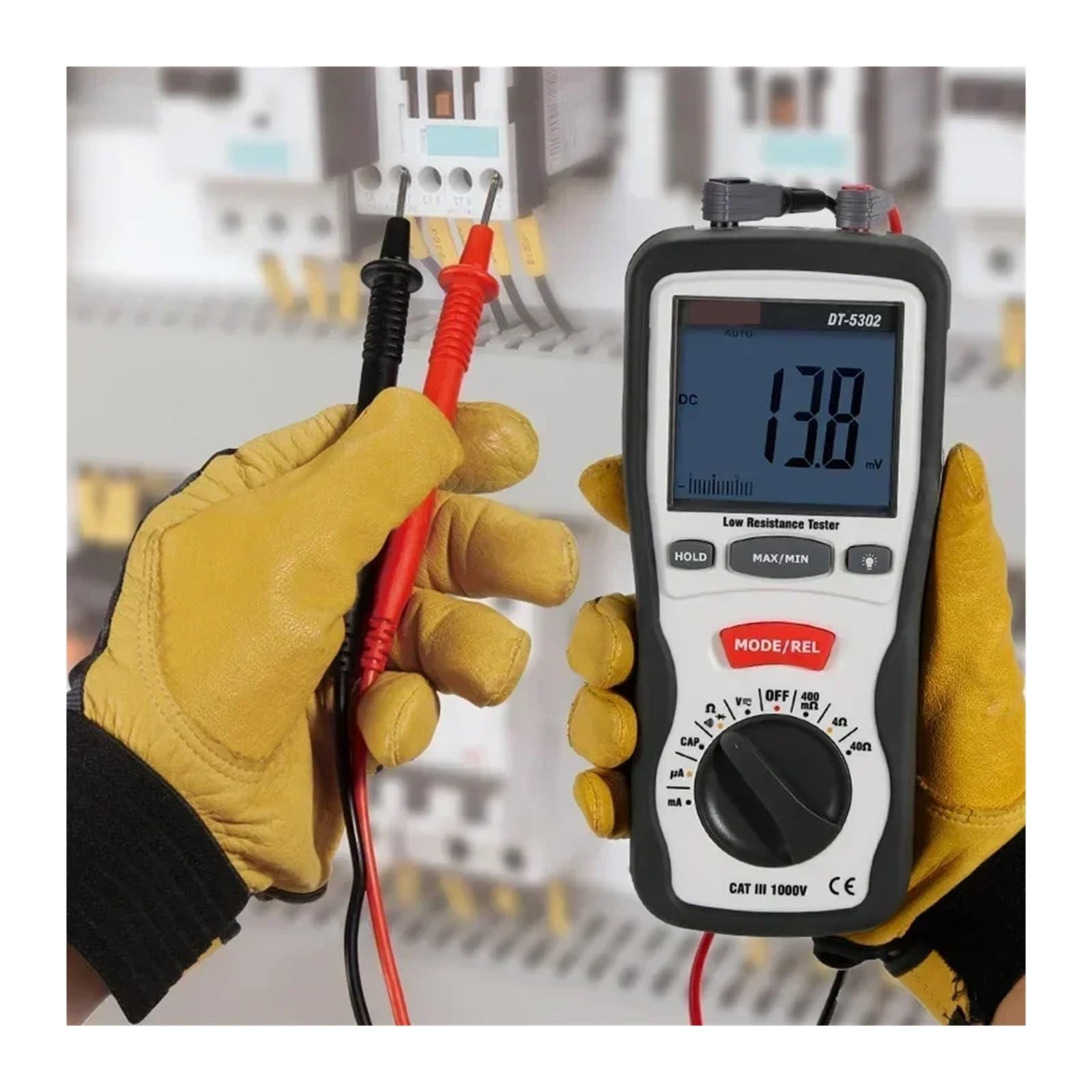 Probador Megger Probador digital de resistencia aislamiento DT-5302 con alta precisión, puesta a tierra profesional, cuatro cables baja