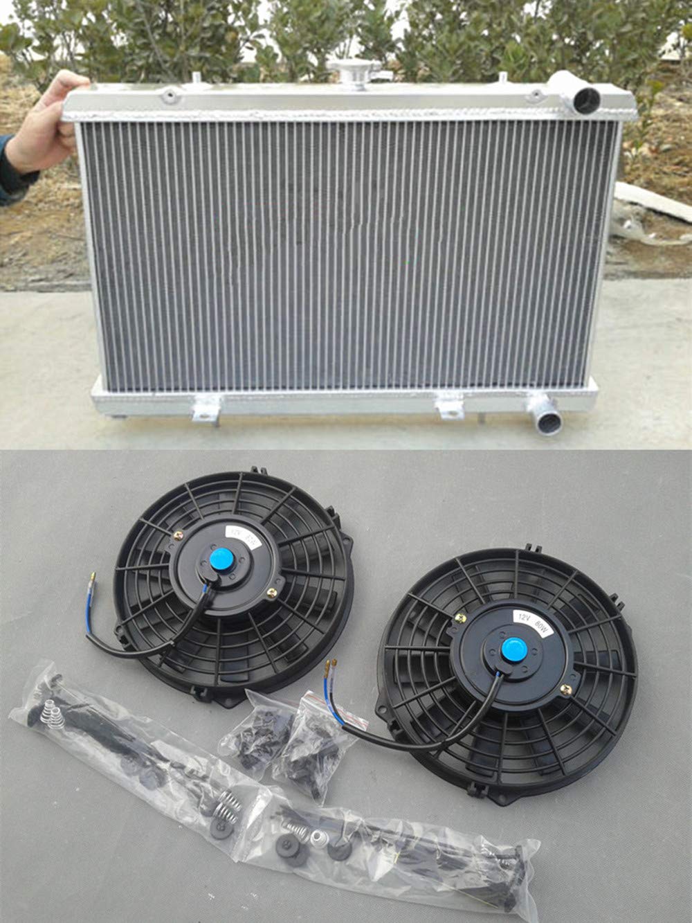 Aluminiowy grzejnik i pokrywa i wentylatory pasują do 200SX S13 CA18DET 1.8 Turbo 88-94 MT