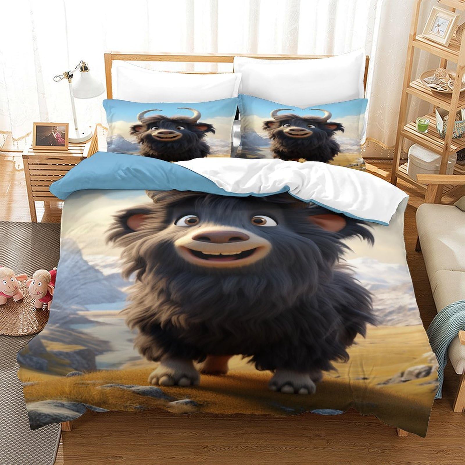 Parure de lit 140x200 cm Musk-ox avec housse de couette et 2 taies