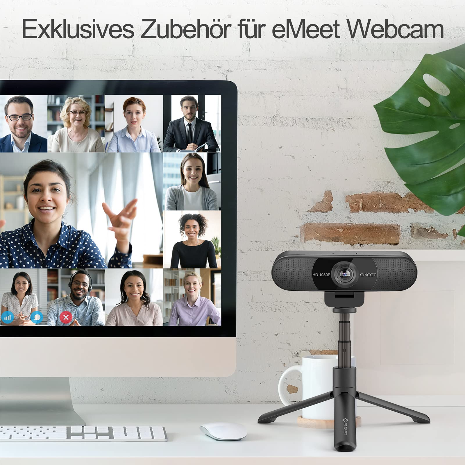 EMEET Treppiede – TD303 Tripod per webcam EMEET, treppiedi retrattili, 14,5 cm – 31,8 cm, con vite da 1/4", per webcam, fotocamera