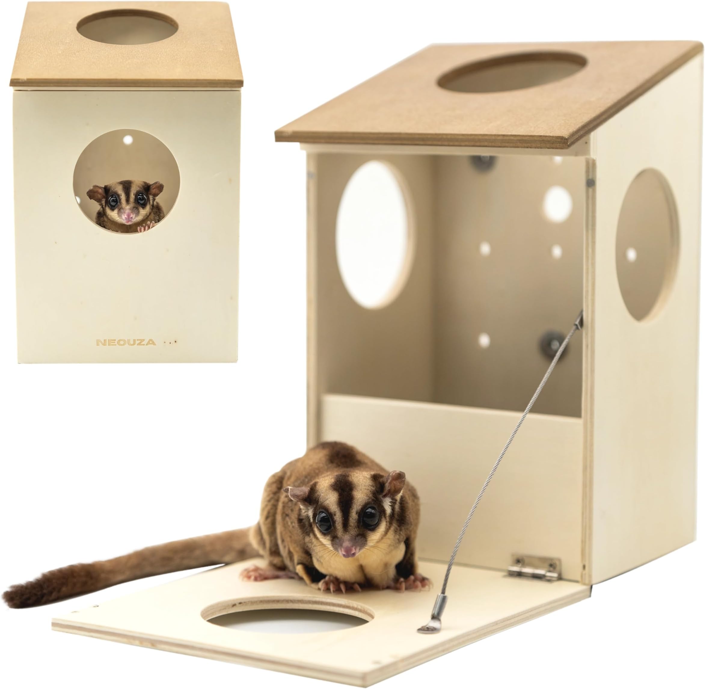 Sugar Glider Nest Nesting Box House for cage, Small Animal Accessories,Made of Wood, Easy to Clean,Toys Supplies