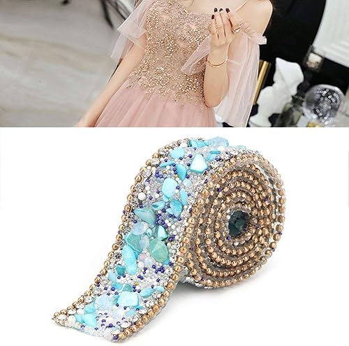 Miniatura 3 de Cinta de diamantes de imitación de cristal de 19.6 x 1 pulgada, rollo de malla artificial para manualidades, para bodas, fiestas, arreglos florales