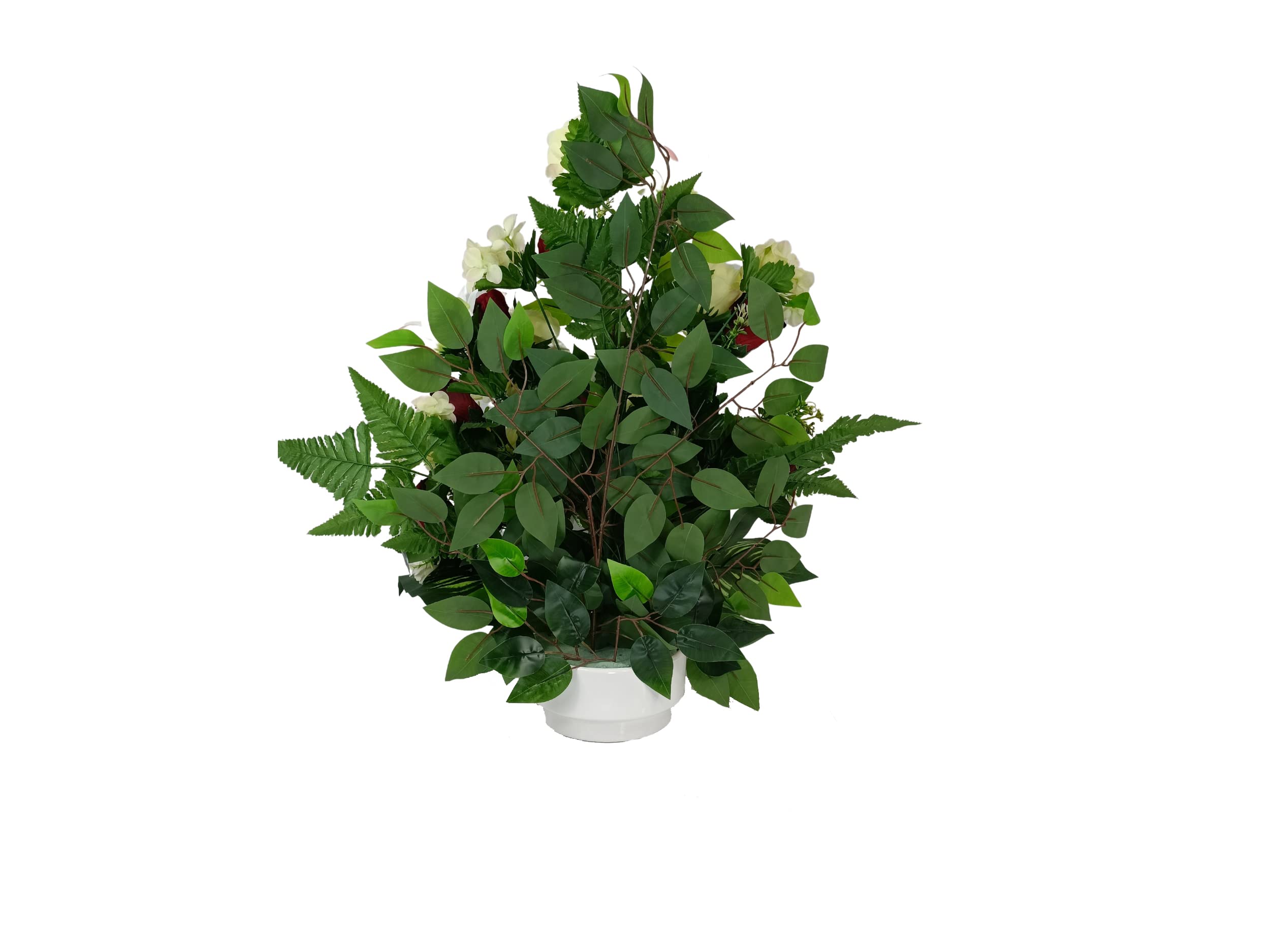 DRW Centro de Flores Artificiales para Cementerio Iglesias Bodas Centro de Flores para los Santos Rojo Blanco y Beige 75x55 cm
