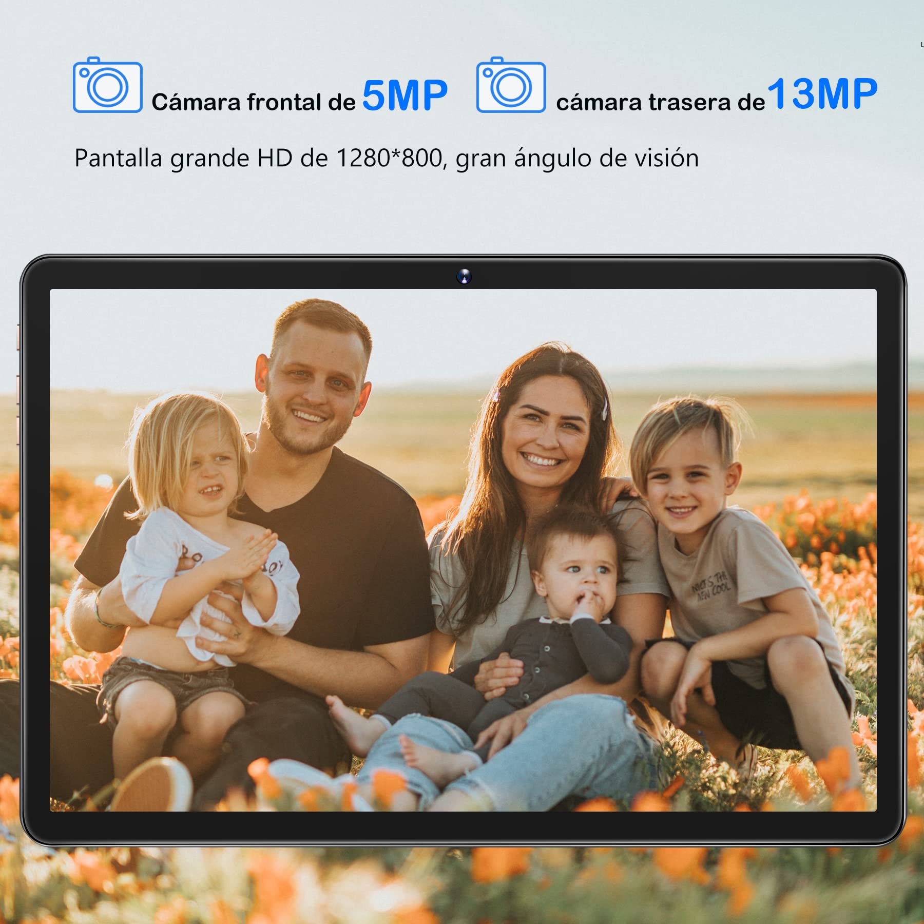 Tablet 10 Pulgadas PC Tableta Octa-Core 2.0 GHz 128GB ROM（TF 1TB） / 8000 mAh / 5G + 2.4G WiFi/Bluetooth 5.0 / GMS / 5MP+13MP /, Tablet con Funda Gris