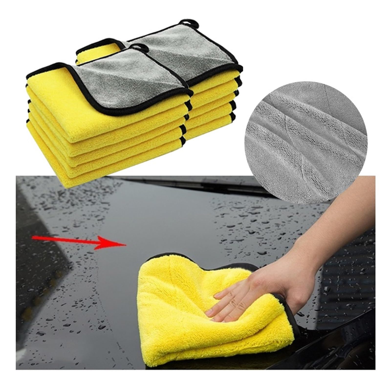 50 Stück Autopflege-Reinigungstücher Mikrofaser Verdicken Weich Trockentuch Körperwaschtücher Doppelschichtige Reinigungslappen Polieren für Autopflege(30X30cm)