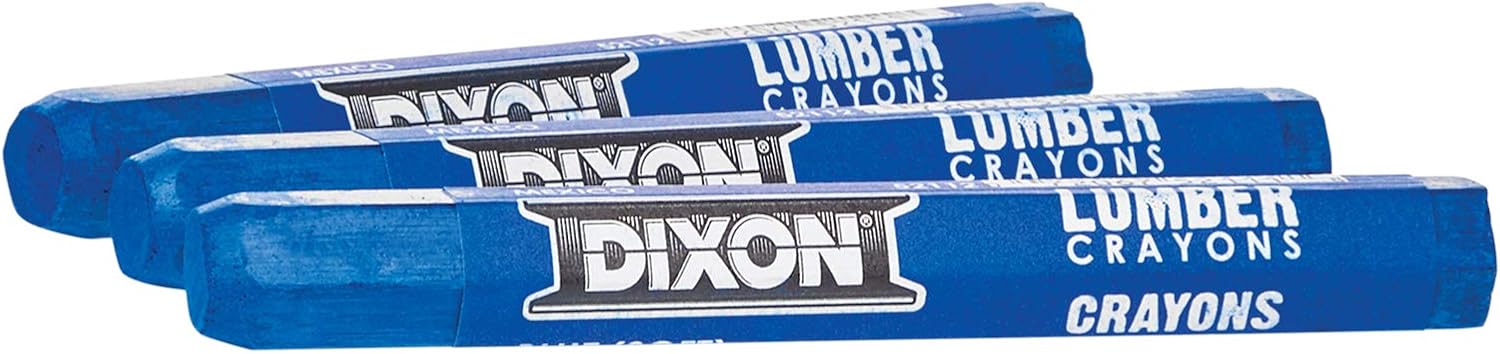 Dixon Industrial Lumber Marking Crayons, 4.5" x 1/2" Hex, Soft-Blue, 12-Pack (52112) - Construction Marking Tools - 