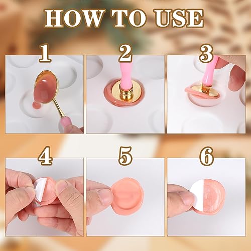 Miniatura 4 de Kit de moldes de sellado de cera para sello de cera, 360 calcomanías adhesivas de doble cara y molde de sello de cera de 30 cavidades para hacer