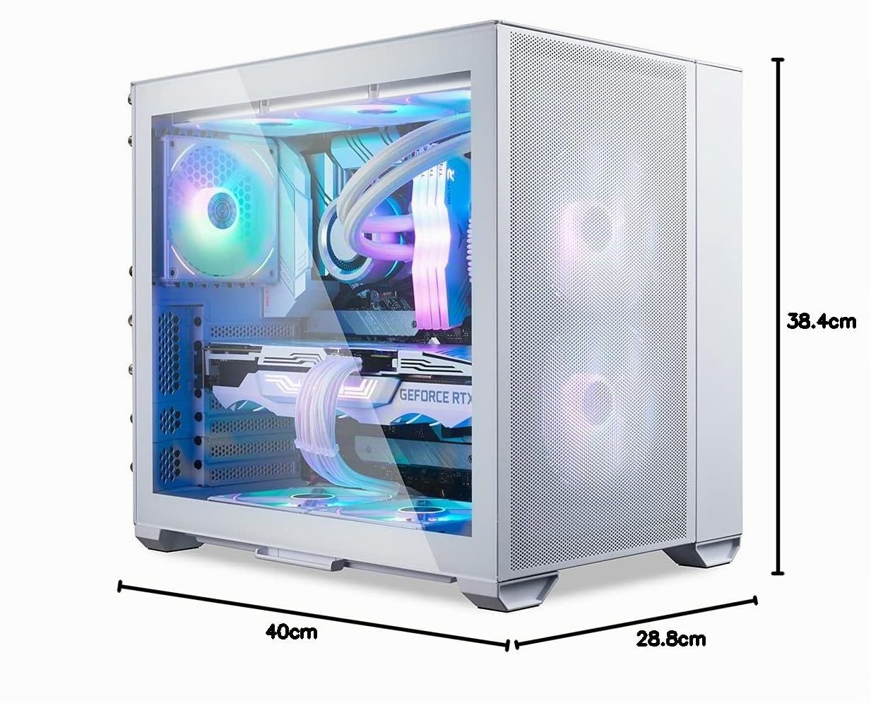Lian Li ATX O11 Air Mini Caja PC, Blanco | Caja PC ATX, soporte refrigeración líquida y GPU vertical