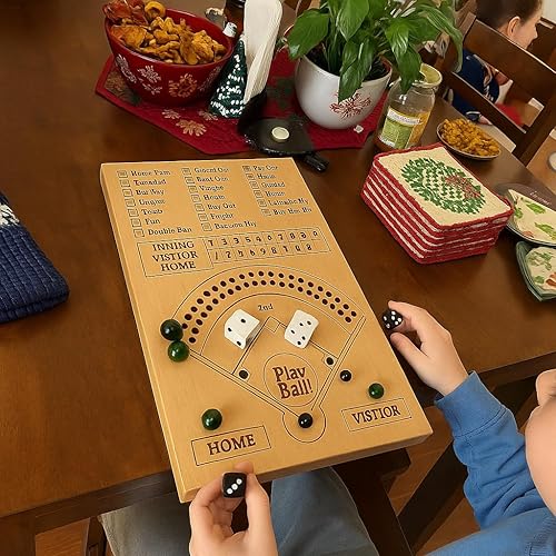 Miniatura 3 de Juego de mesa de dados de béisbol  Juego de dados de béisbol de madera  Juego de mesa de béisbol de madera con dados canicas para niños y adultos