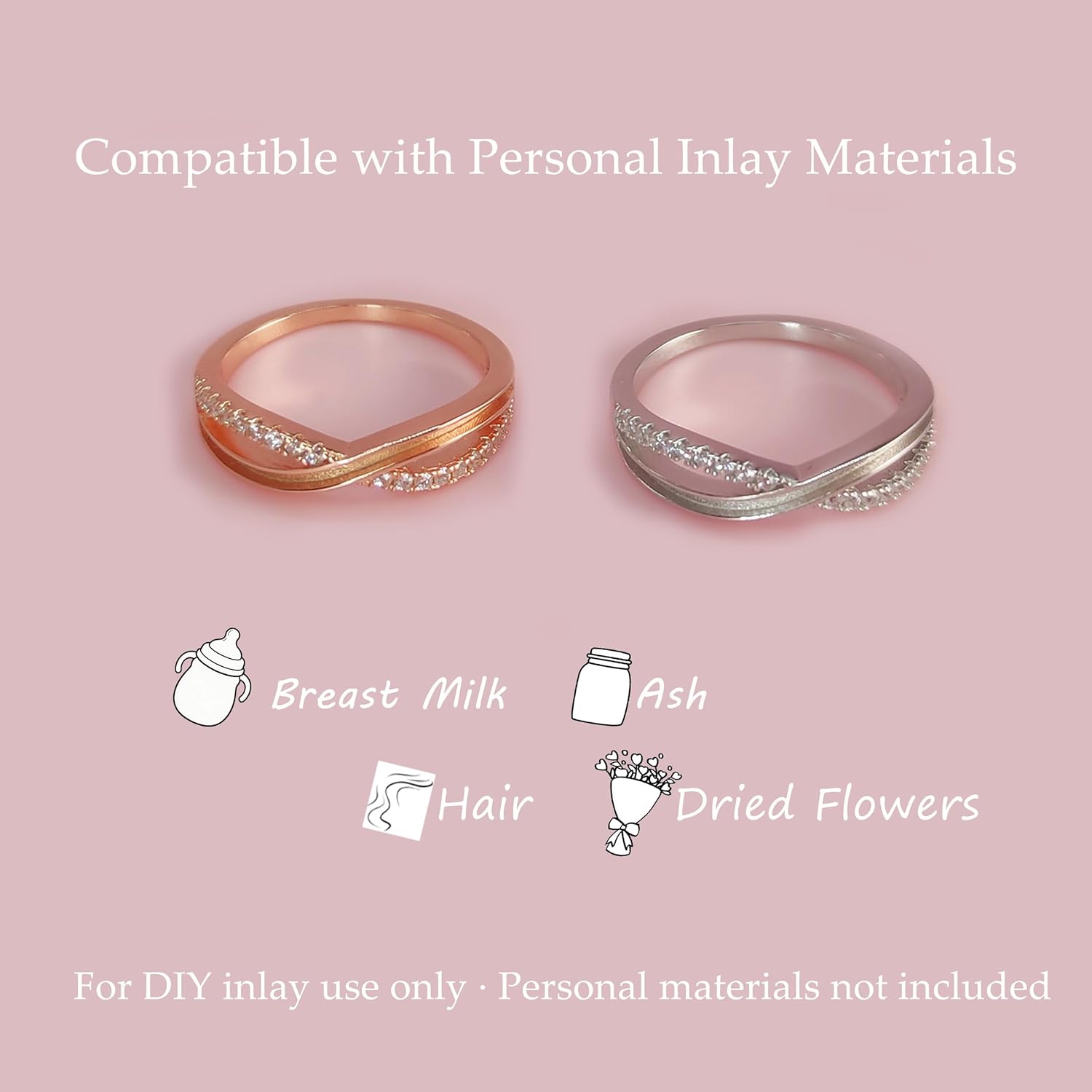 Love Catcher 925 Sterling Silver Blank Twist Blank Ring Setting for DIY Breastmilk Jewelry, Keepsake Breastmilk Ashes Hair Resin Jewelry, Mother’s Day Present