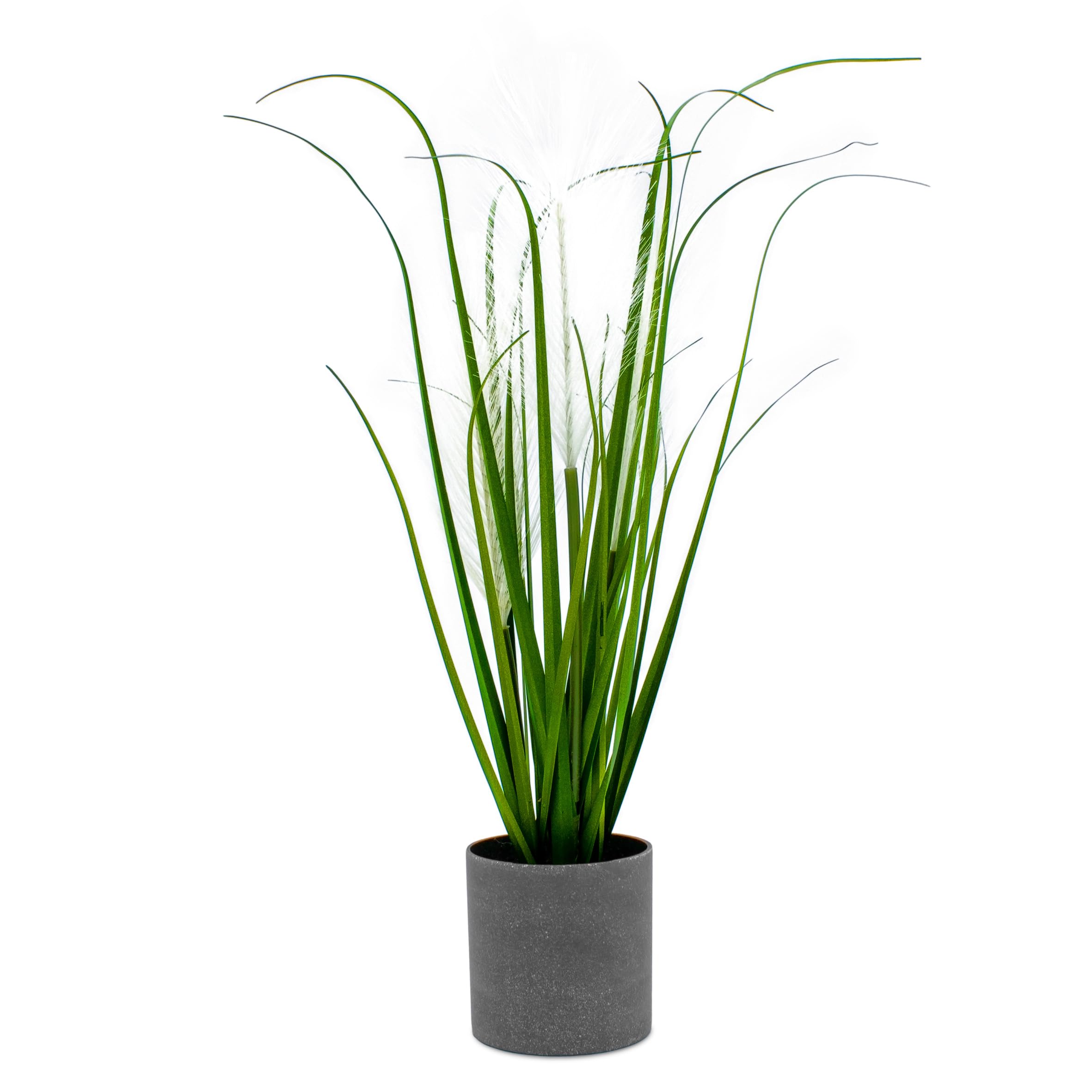 Spetebo Künstliches Deko Pampasgras im grauen Topf - 50 cm - Dekogras Kunstpflanze mit Blumentopf - Zimmerpflanze Deko Gräser Grasbündel Ziergras