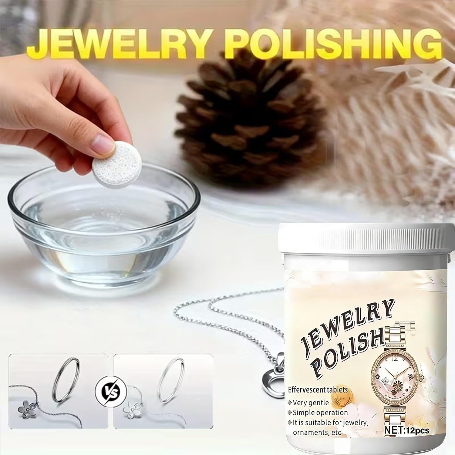 Jewelry Cleaner Solution Gentle Deep Cleaning Brightening
