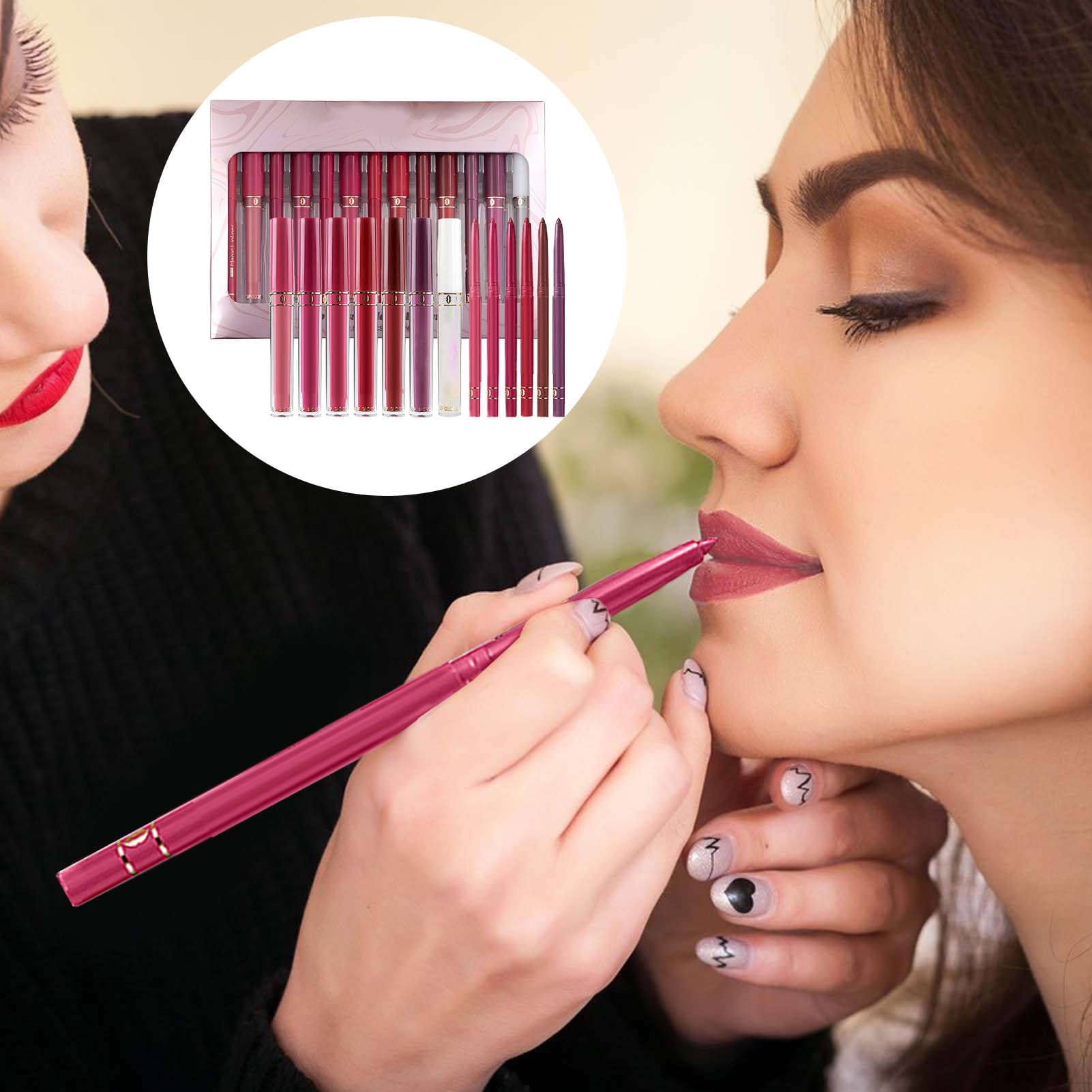 Set Labbra e Rossetto Trucco Waterproof a Lunga Durata | Rossetto e a Lunga Durata Per Uso Quotidiano Feste Compleanni Ragazze Mogli Principianti