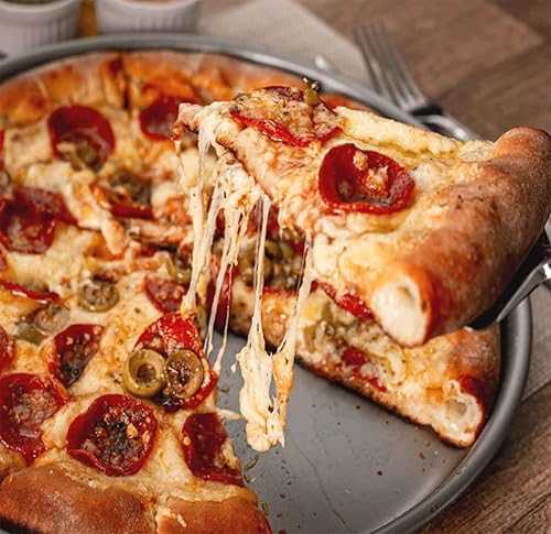 Miniatura 9 de KTTGYRE Sartén para pizza de 10 pulgadas, color negro, antiadherente, de grado de restaurante, para hornear en casa, cocina, horno y restaurante