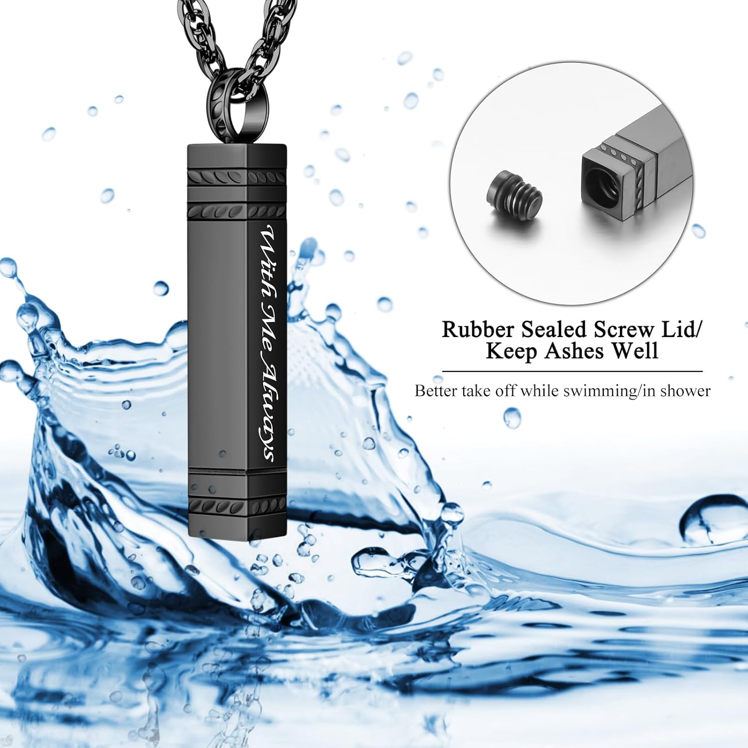 abooxiu Urn Necklace for Ashes Memorial Cremation Jewelry for Ashes Stainless Steel Ashes Jewelry Cube Ashes Necklace Bar Urn Pendant for Women Men - Image 4