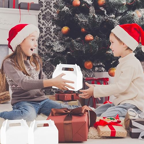 Vista 23 de Lainrrew 30 cajas de dulces a dos aguas, pequeñas cajas de regalos de fiesta de Navidad, caja de regalo de papel kraft para decoraciones de fiesta