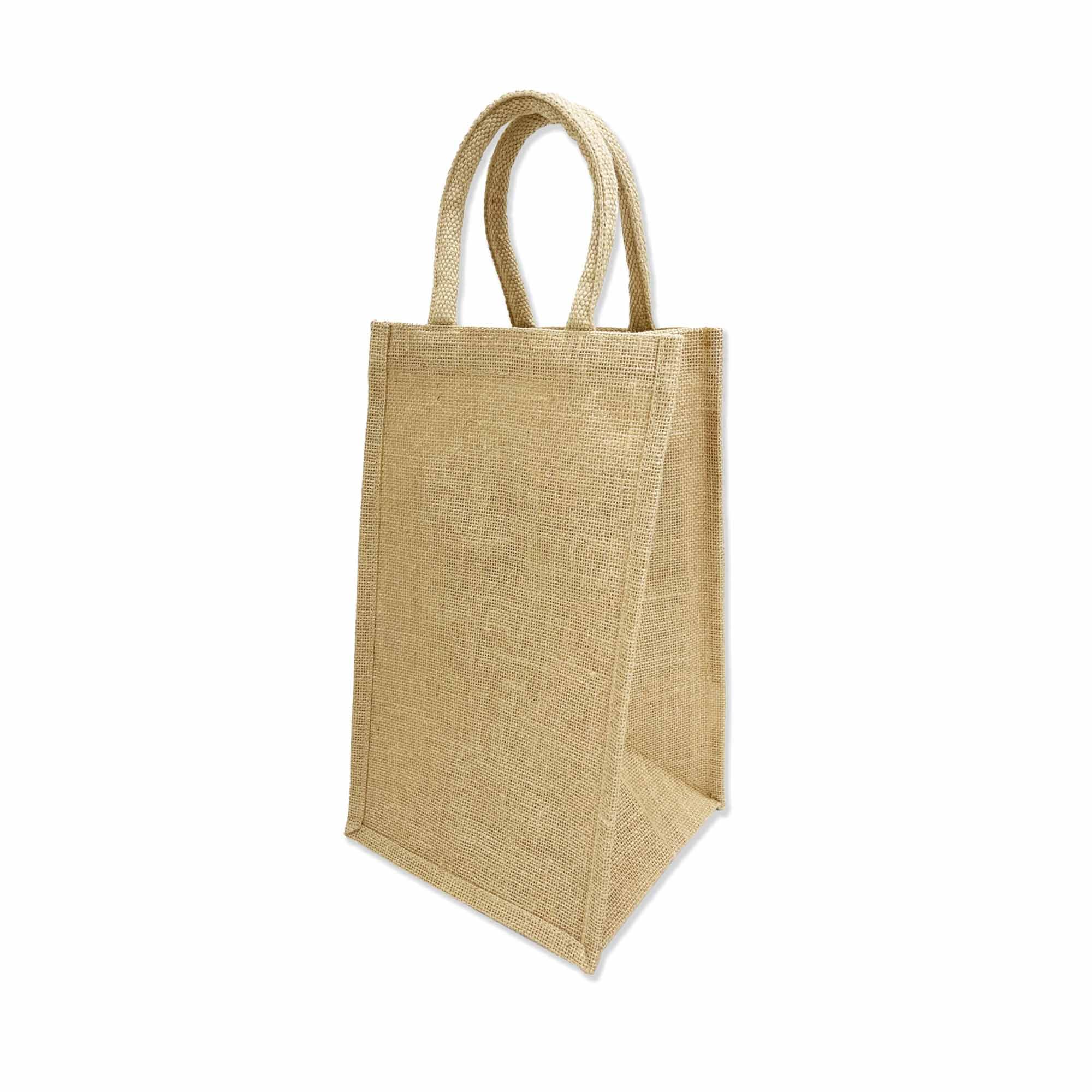 Ecoduka® Jute Wine Carrier Bag, Reusable Hessian Bottle Bag | Sustainable Gift Bag for Christmas, Packaging, Eco Gifting (4 Bottle, 1)