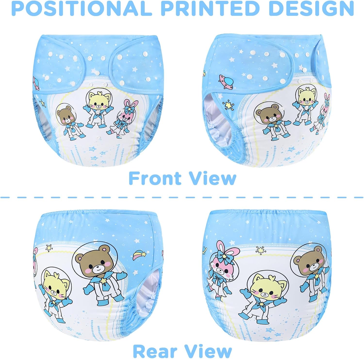 Littleforbig Washable Adjustable Reusable Waterproof Cloth Adult Diaper Wrap Cover One Size - Astro Babies - Image 5