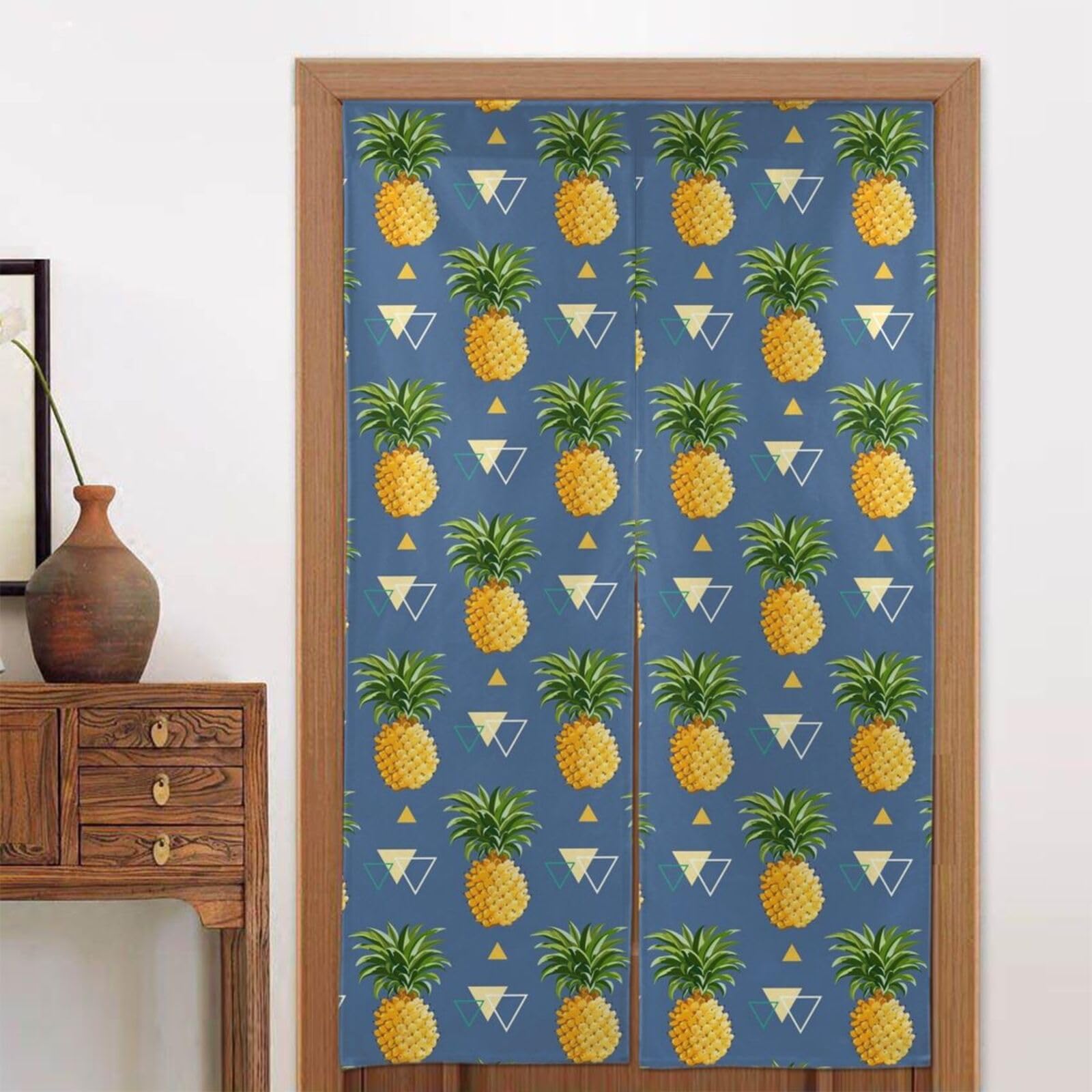 Rideaux de fenêtre BAFAFA avec motif ananas doré aux finitions soignées