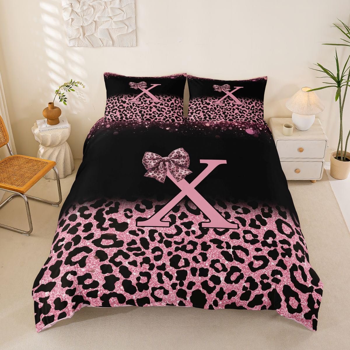 Housse de couette 200x200 microfibre fille parure de lit 3 pièces imprimé