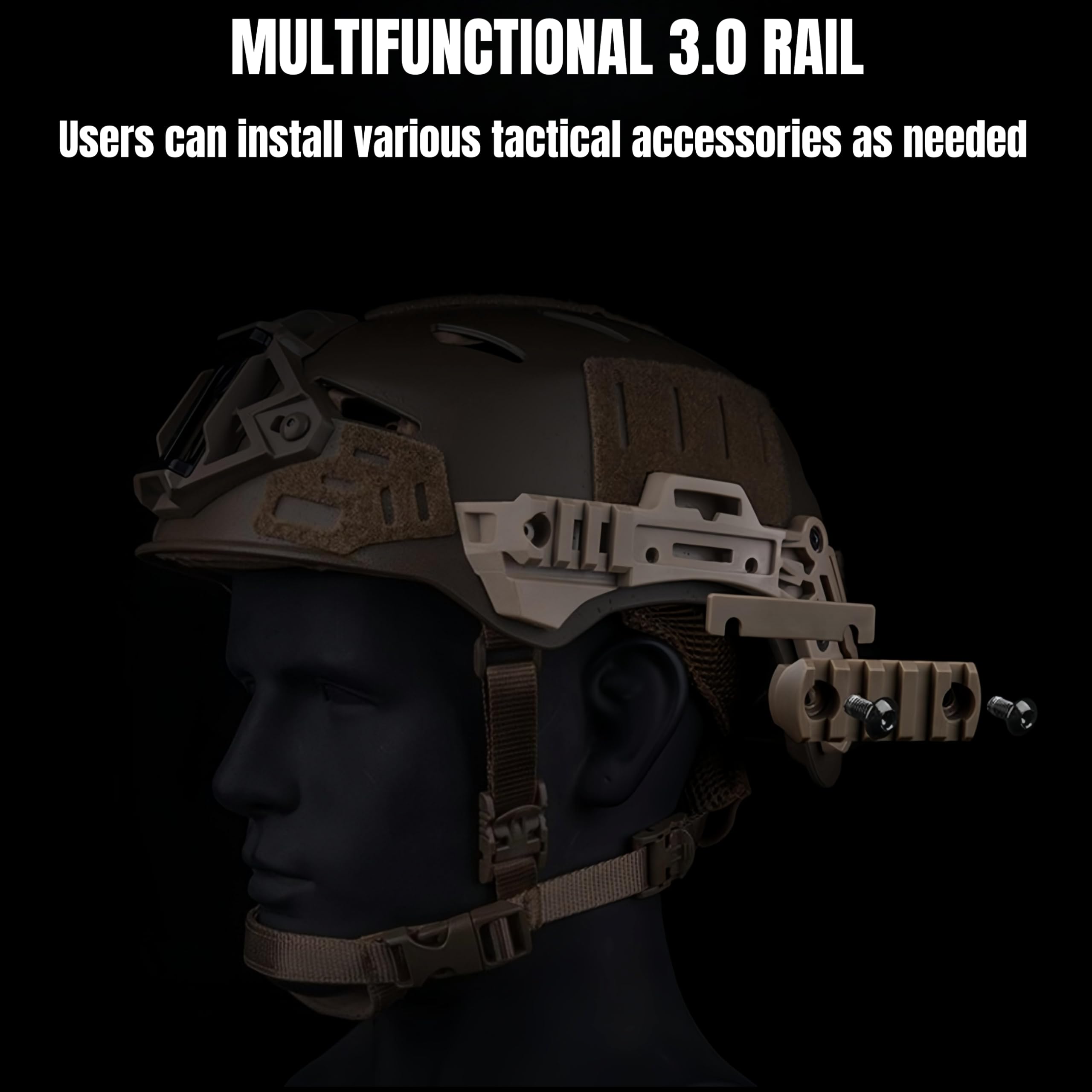 Casque Tactique W.endy 3.0, Version simplifiée, pour la Chasse, Le Combat, l'entraînement, la Protection, l'airsoft, Les Sports de Plein air