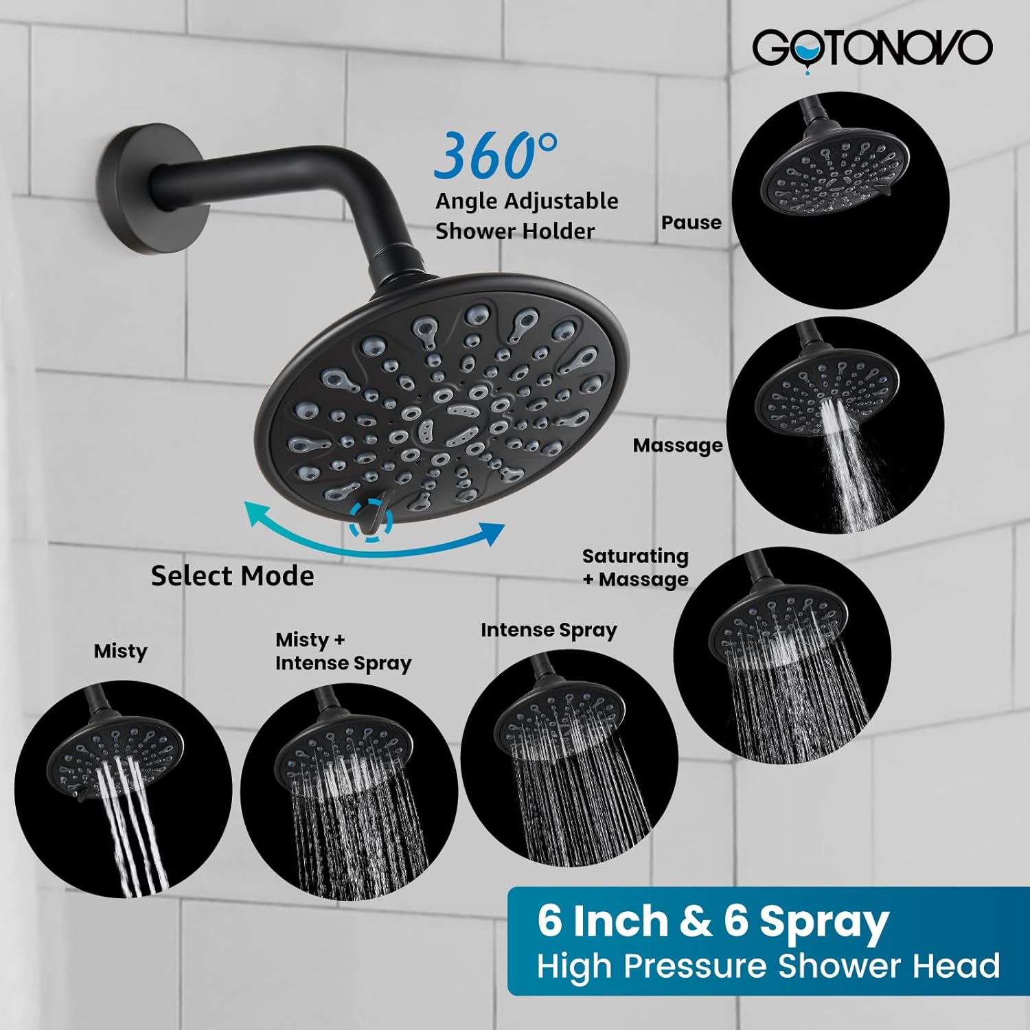 gotonovo Tub Shower Faucet Set Shower Head and Handle Set with 2 Handle Tub Shower Faucet Set Bathtub and Shower Faucet Combo Dual Shower Head and Handle Set