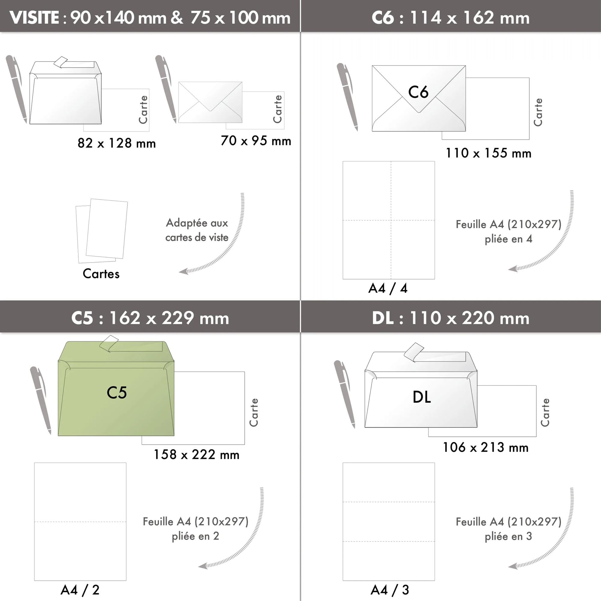 Clairefontaine 55442 C caja de 200 sobres Pollen 16,2 x 22,9 cm) marfil