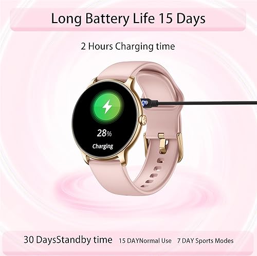 Miniatura 9 de Reloj inteligente para mujer, rastreador de actividad AMOLED de 1.32 pulgadas con frecuencia cardíaca, oxígeno en sangre, monitor de sueño,