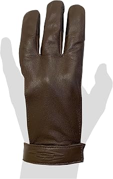 Damascus Gear DWC Three Finger Archery Gloves - Doeskin Soft & Durable Leather Large
