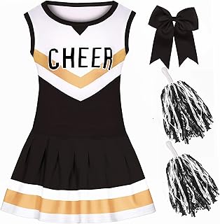 Cheerleader Costume for Girls Toddler Cheerleader Outfit Baby Cheerleading Costume for Kids 1-10 Years