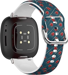 Compatible with Fitbit Versa 3, Versa 4, Sense, Sense 2 (Decorative Ladybugs Pattern) Soft Silicone Sport Band for Women Men, Replacement Bracelet Strap for Fitbit Versa 3 & 4, Fitbit Sense, Sense 2