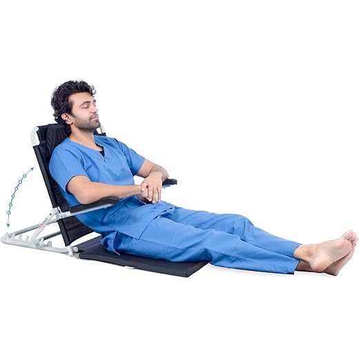FOVERA Adjustable Hospital Back Support for Bed with Arm Rest, Back Rest Chair, Recliner for Patients, Large Size, Multifunction, 6 Changeable Recline Angles, Foldable & Portable