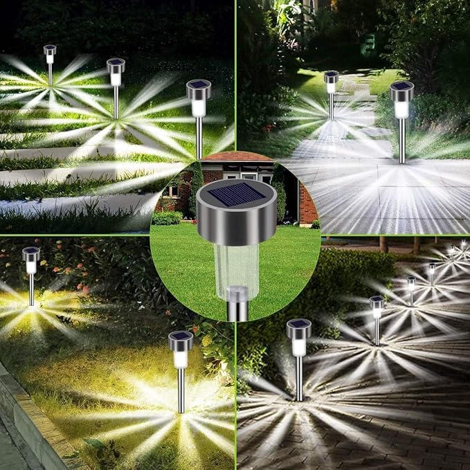 Bawoo Tuinverlichting op zonne-energie, 12 stuks, LED vloer- en waterdicht verlichting, IP65, decoratie photo 2