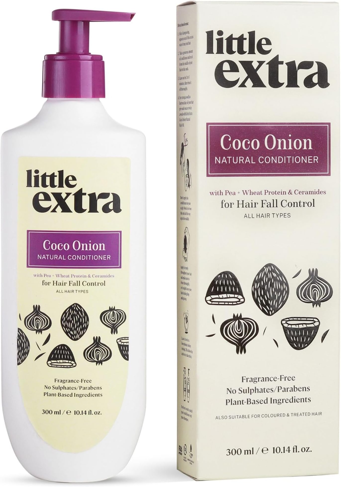 Coco Onion Natural Conditioner (300ml) - For Hair Fall Control | Sulphate & Paraben Free | Suitable for Women & Men | with Coconut and Onion