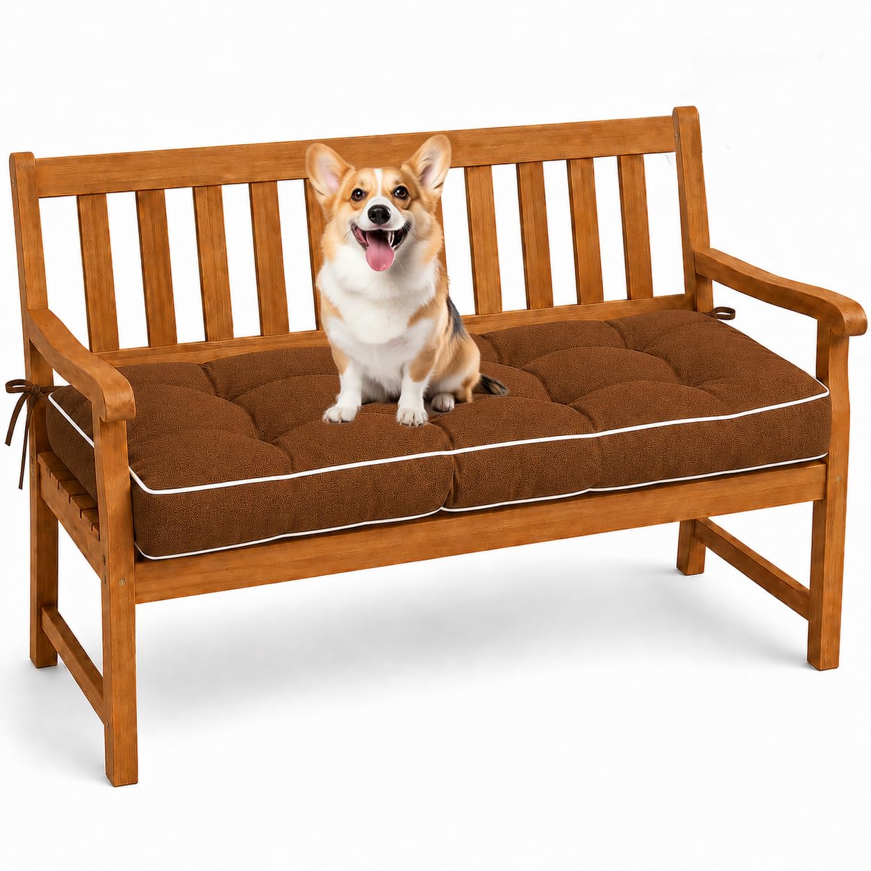 AZMAHT Garden Cushions: A1500 Water Resistant Garden Furniture Cushions, Thick Outdoor Bench Cushion for 2 3 Seater Metal Wooden Bench, Replacement Outdoor Sofa Cushions,Brown,180x40x8cm