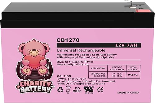 Charity CB1270 - Batería de repuesto de ácido de plomo sellado, recargable, 12 V, 7 Ah, Paquete de 1