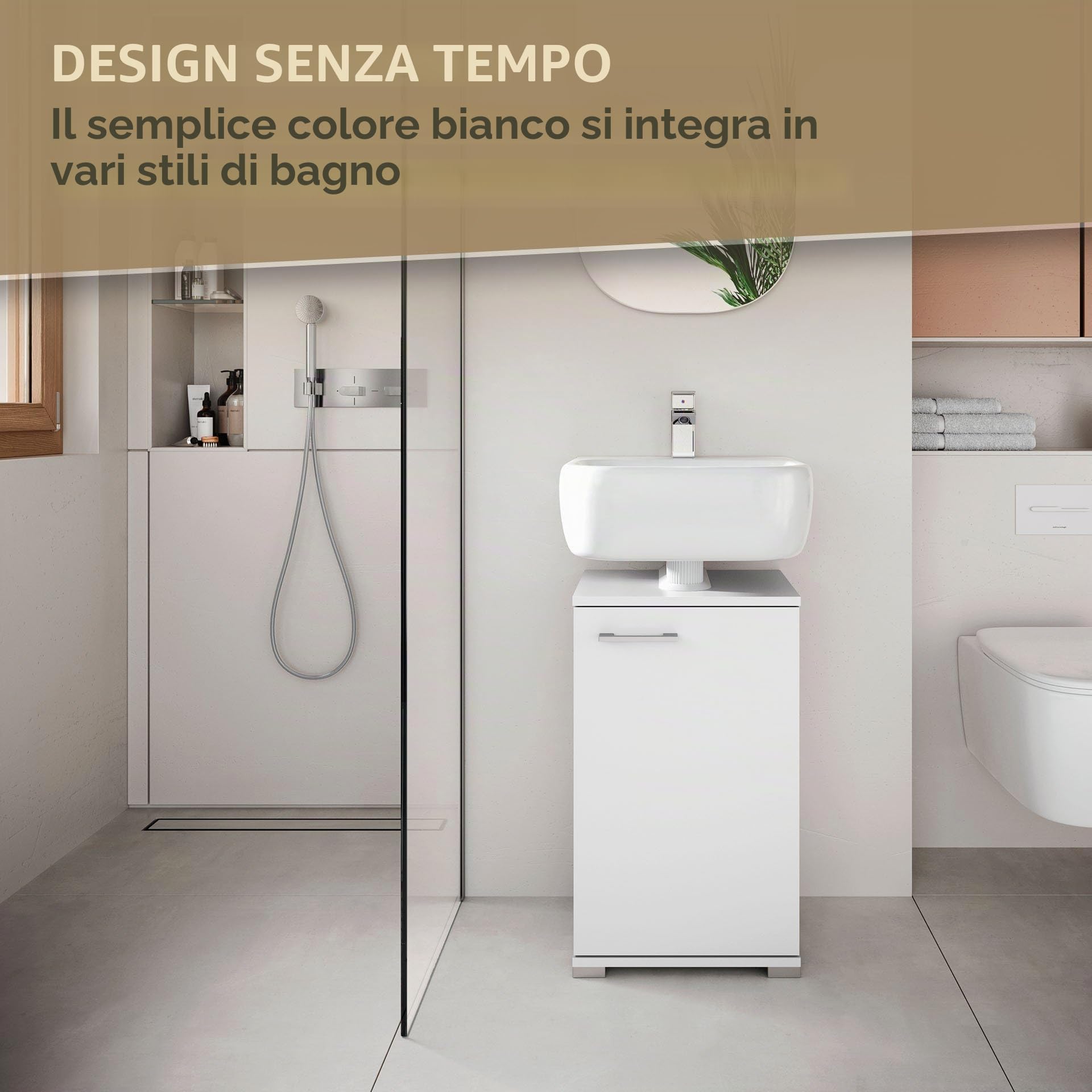 Probus Mobile da bagno Basic 40 cm – Mobile sottolavabo moderno in design bianco con molto spazio – Made in Germany, bianco