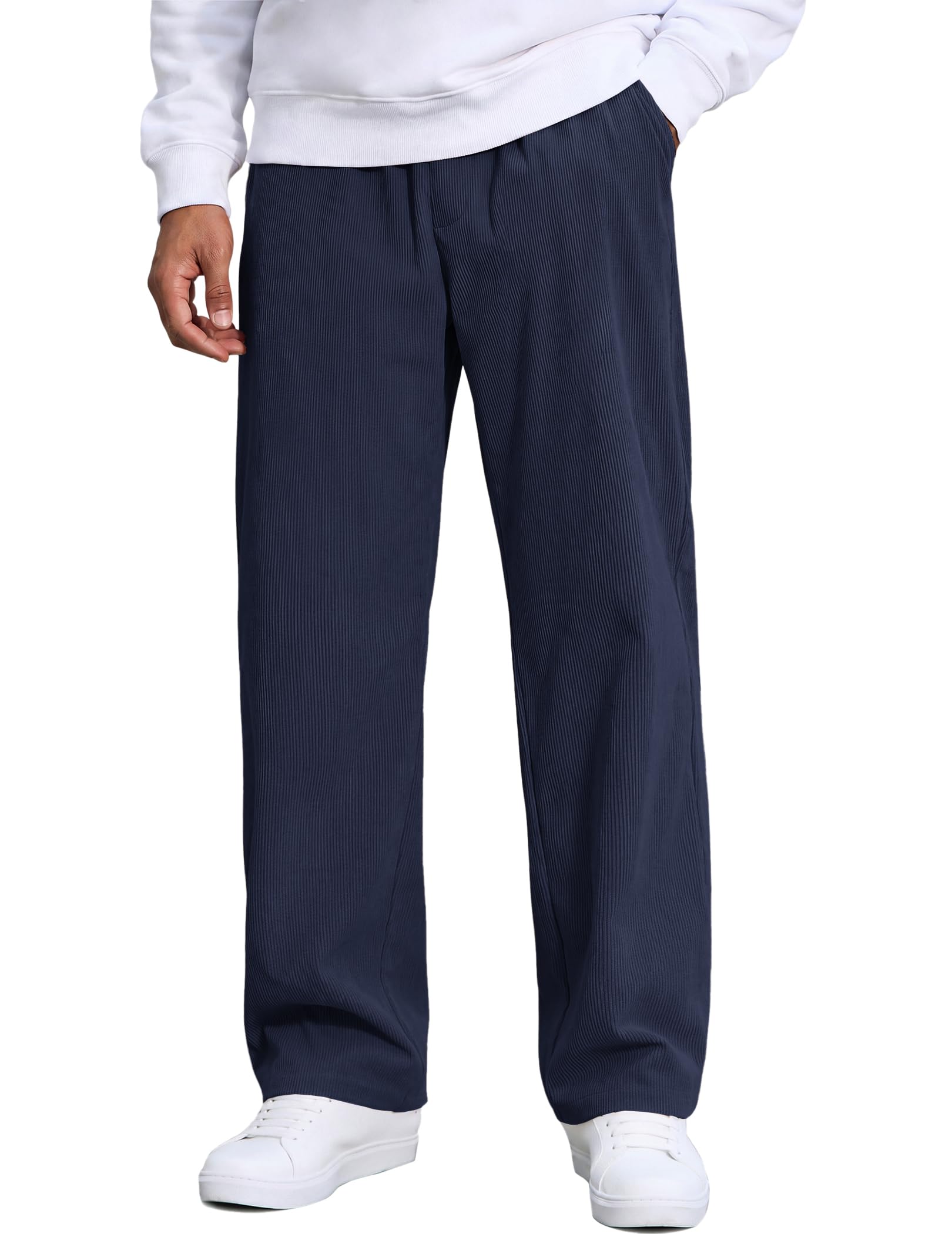COOFANDY Pantaloni Velluto a Coste Uomo Casual Cord | Vita Elastica, Coulisse, 3 Tasche, Tessuto Velluto a Coste Comodo, Pantaloni Cord Casual
