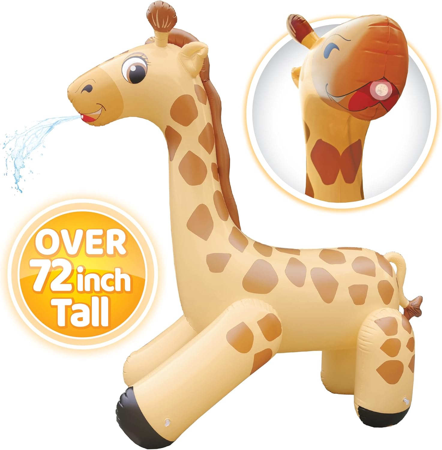 Inflatable Yard Sprinkler for Kids – Giant Outdoor Sprinkler - Easy and Quick Inflation – Water Toy Requires Hose Attachmen (Brown Giraffe)