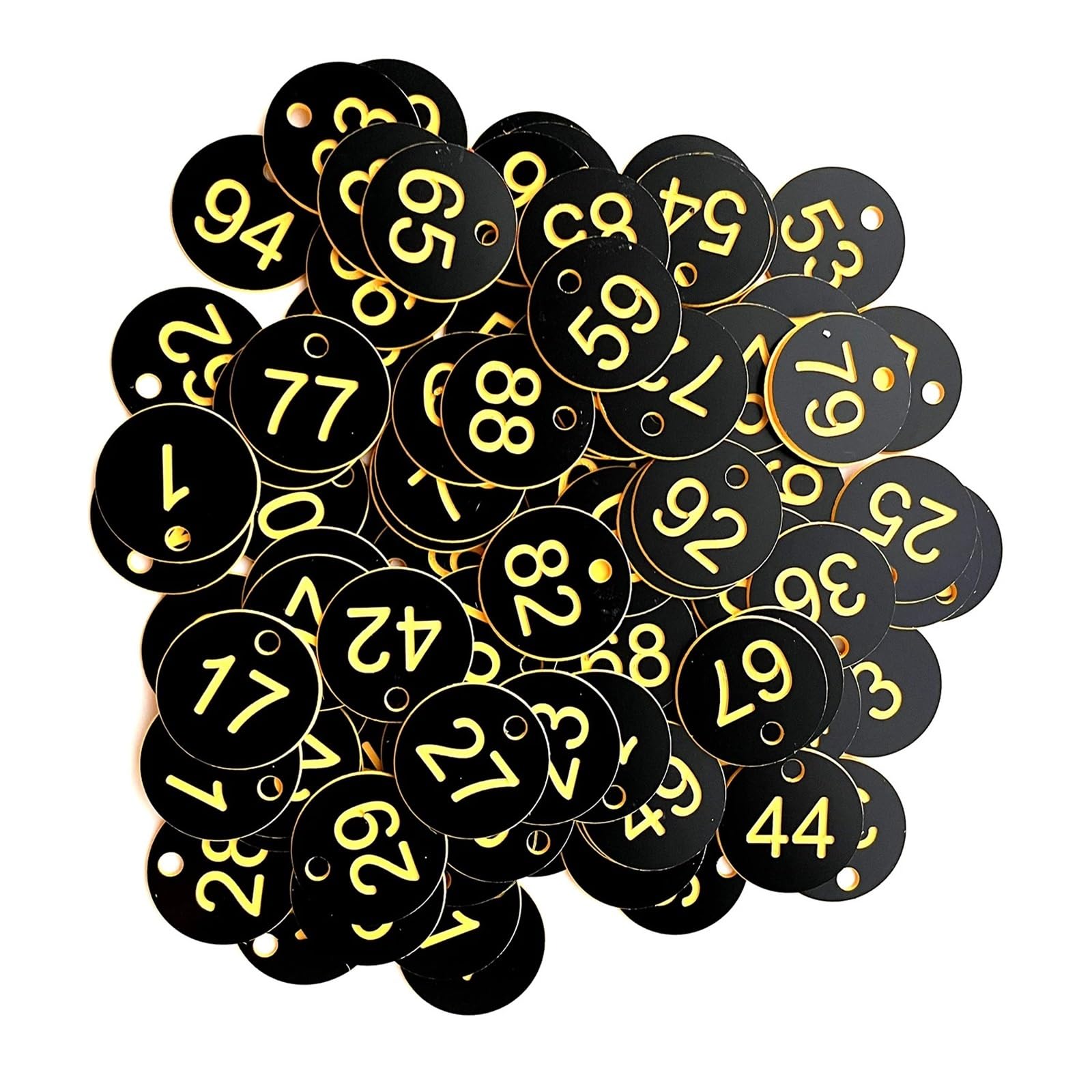 Plastikowe zawieszki z numerami, Etykiety z numerami ABS Opakowanie 100 sztuk 1-100 wielokolorowych znaczników roślin otworami(Light Yellow)