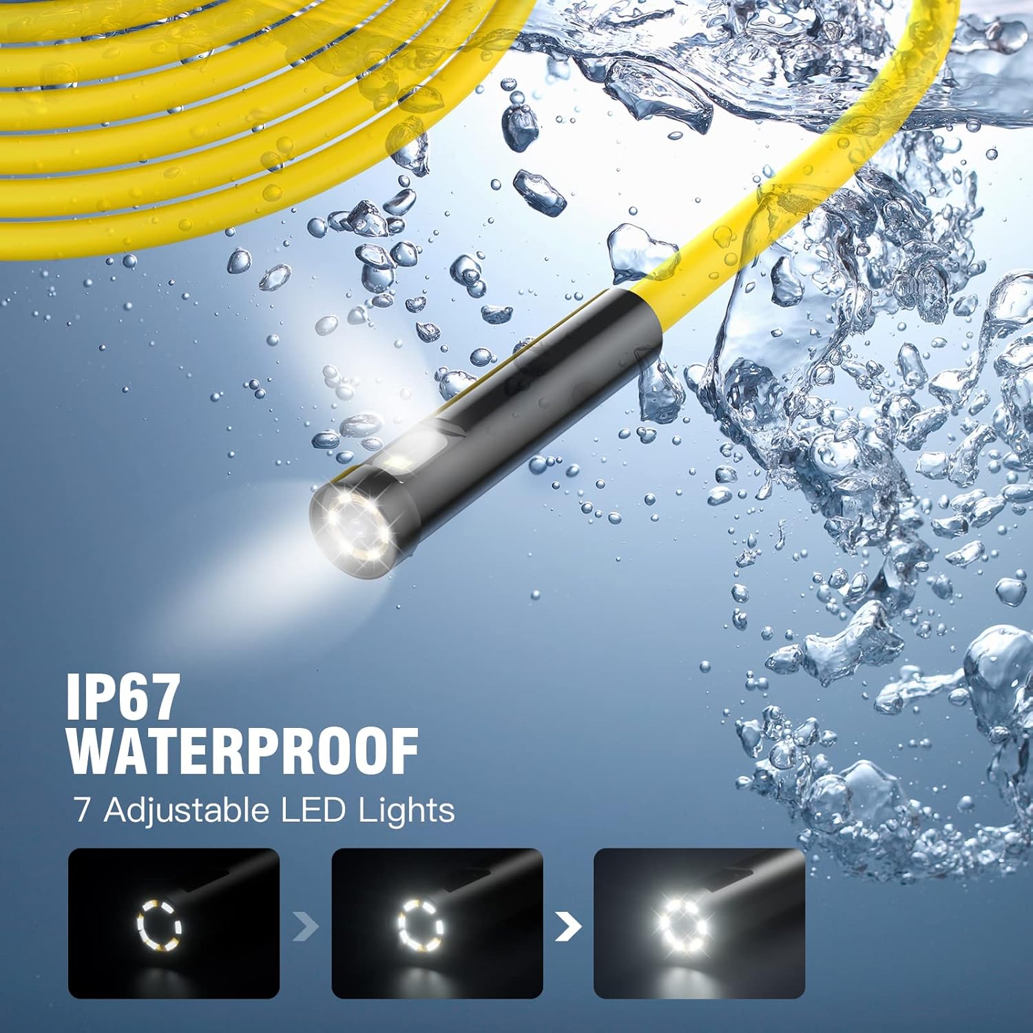 BlueFire Dual Lens Wireless Endoscope,1080P 8.0mm Semi-Rigid HD Inspection Camera, Zoomable Focus 1800mA Battery Dual Camera Borescope for Android and iOS Smartphones, Tablet (11.5FT)